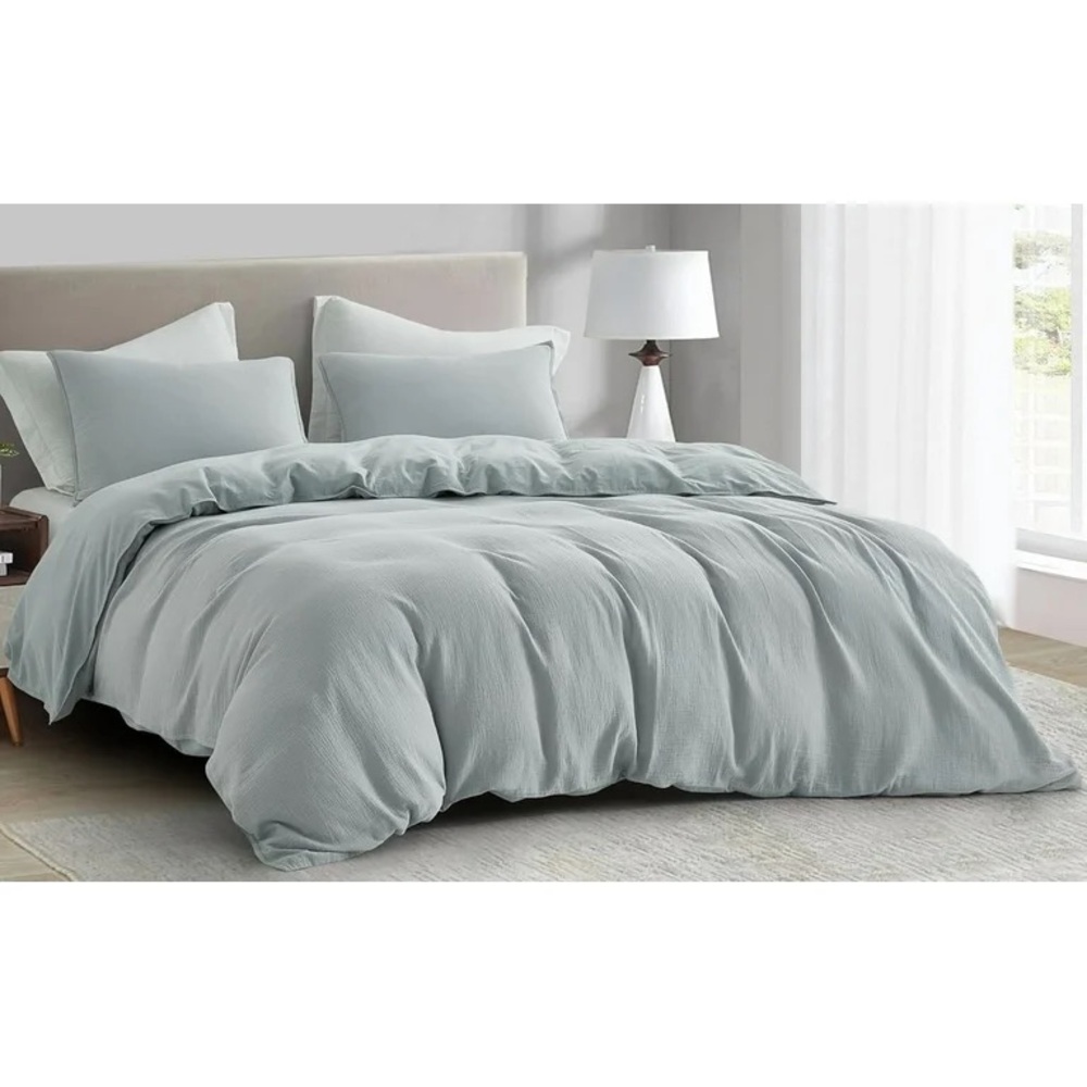 Elegant blue 100% cotton oversized king Bedding Set